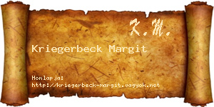 Kriegerbeck Margit névjegykártya